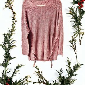 NWOT Women's Soft knit Crew Neck Criss Cross Tie Plus Size Sweater